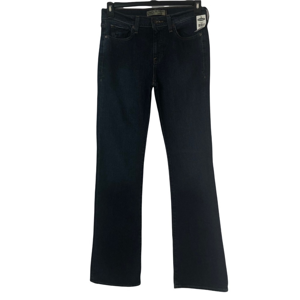 NWT OLD NAVY Women’s Blue Jeans Sz 6 Long Bootcut Stretch Pockets Dark Wash